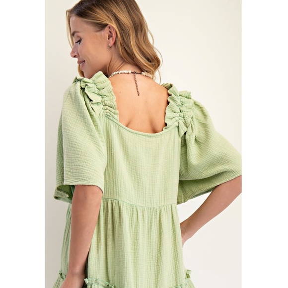 Easel Light Green Ruffle Dress - Picture 5 of 5